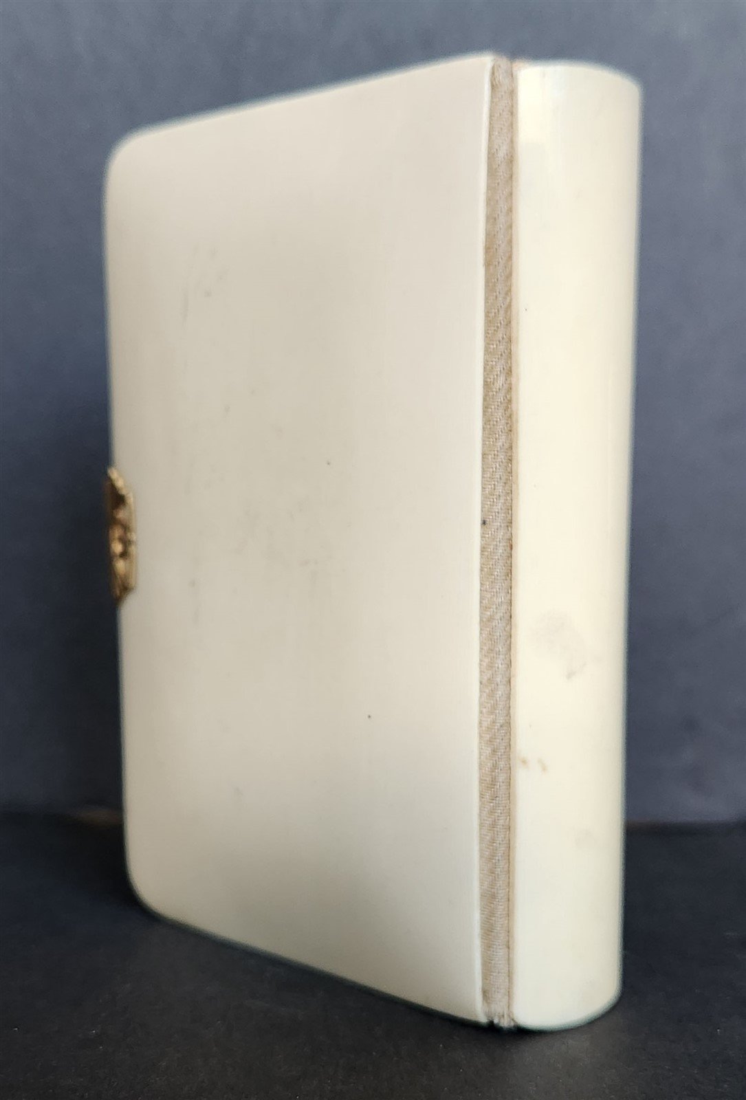 1890s PRAYER BOOK in GERMAN antique NICE BINDING w/ APPLIED BRASS CROSS