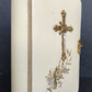 1890s PRAYER BOOK in GERMAN antique NICE BINDING w/ APPLIED BRASS CROSS
