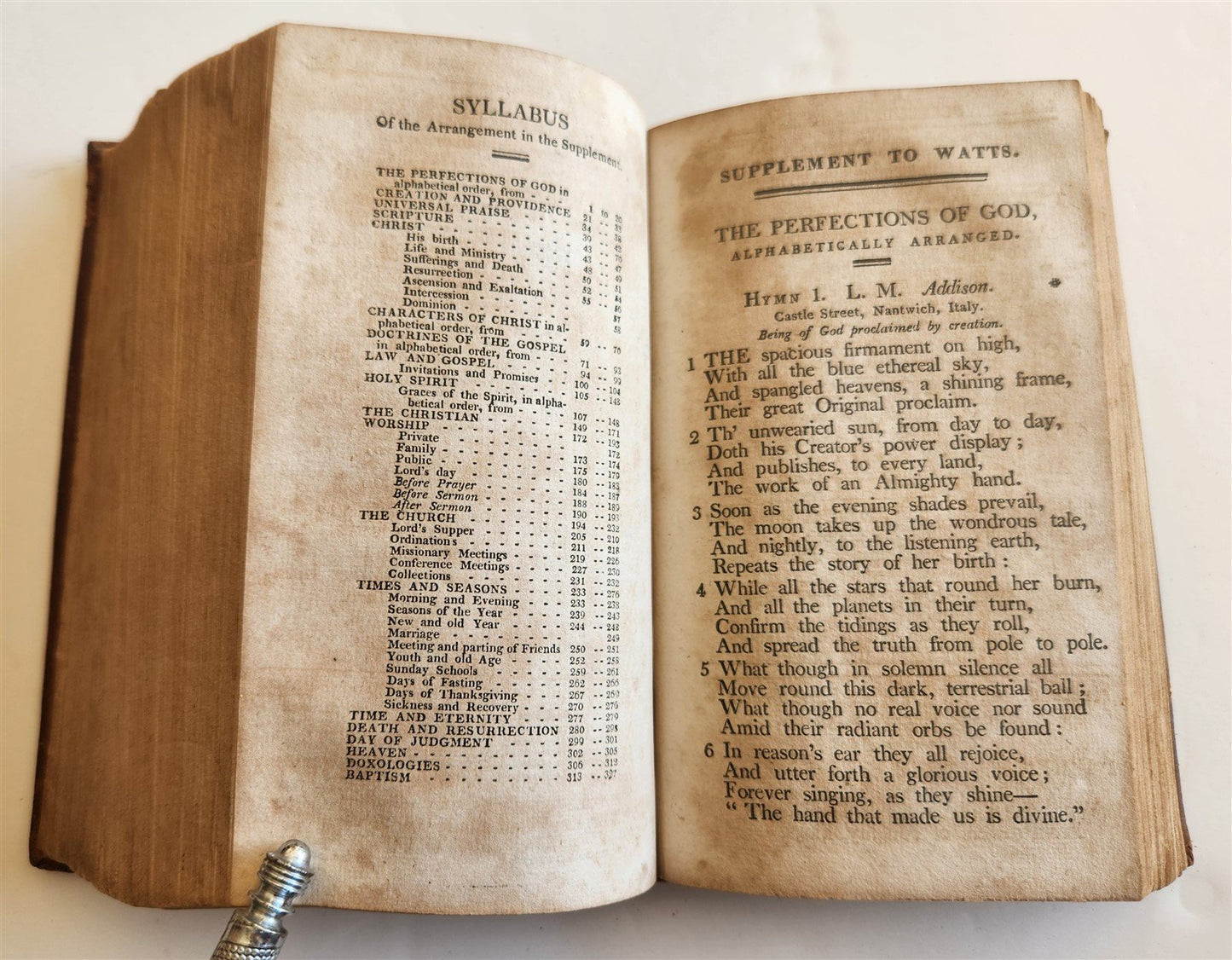 1821 AN ARRANGEMENT of PSALMS HYMNS & SPIRITUAL SONGS by WATTS antique AMERICANA