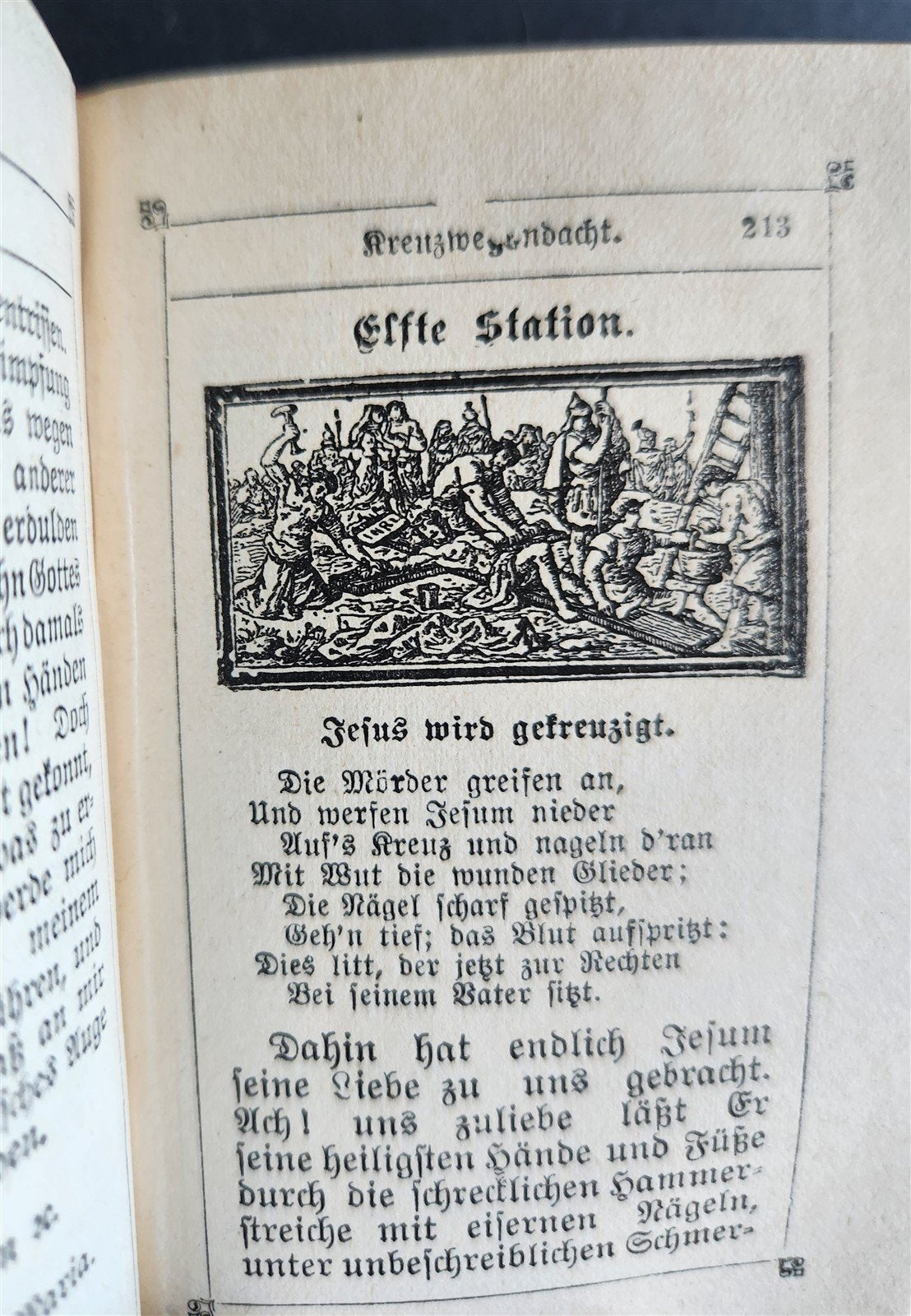 1899 PRAYER BOOK in GERMAN antique NICE BINDING w/ APPLIED CROSS DECORATION