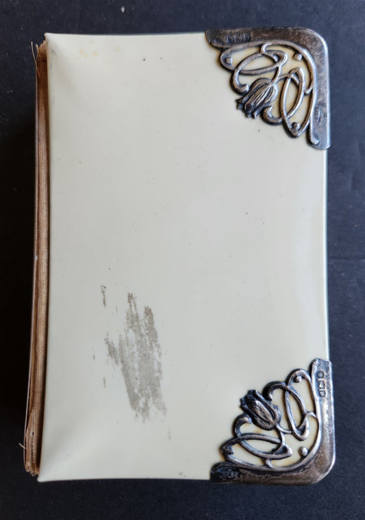 1890s COMMON PRAYER BOOK in ENGLISH antique SILVER DECORATED NICE BINDING