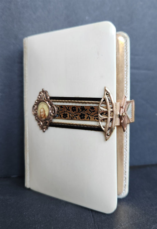 1899 PRAYER BOOK in GERMAN antique NICE BINDING w/ APPLIED CROSS DECORATION