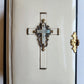 1890s DEVOTIONAL BOOK in GERMAN antique BINDING w/ APPLIED MOTHER OF PEARL CROSS
