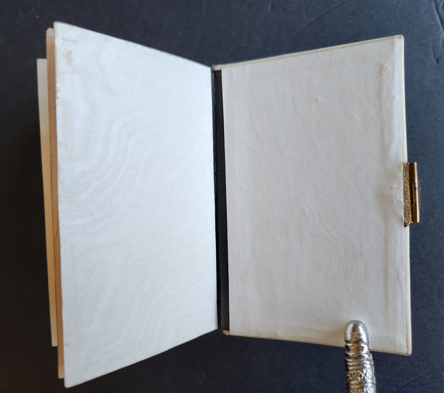 1890s DEVOTIONAL BOOK in GERMAN antique BINDING w/ APPLIED MOTHER OF PEARL CROSS