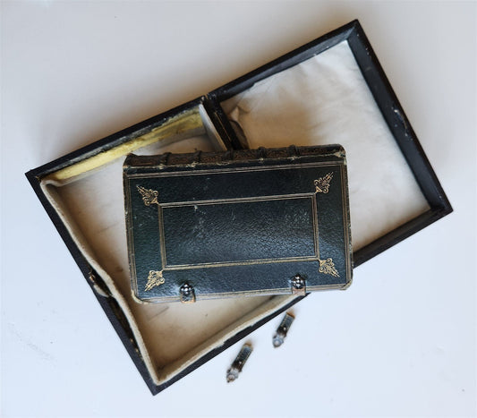 1840s PAROSSIEN ROMAIN antique FRENCH DEVOTIONAL BOOK w/ BOX