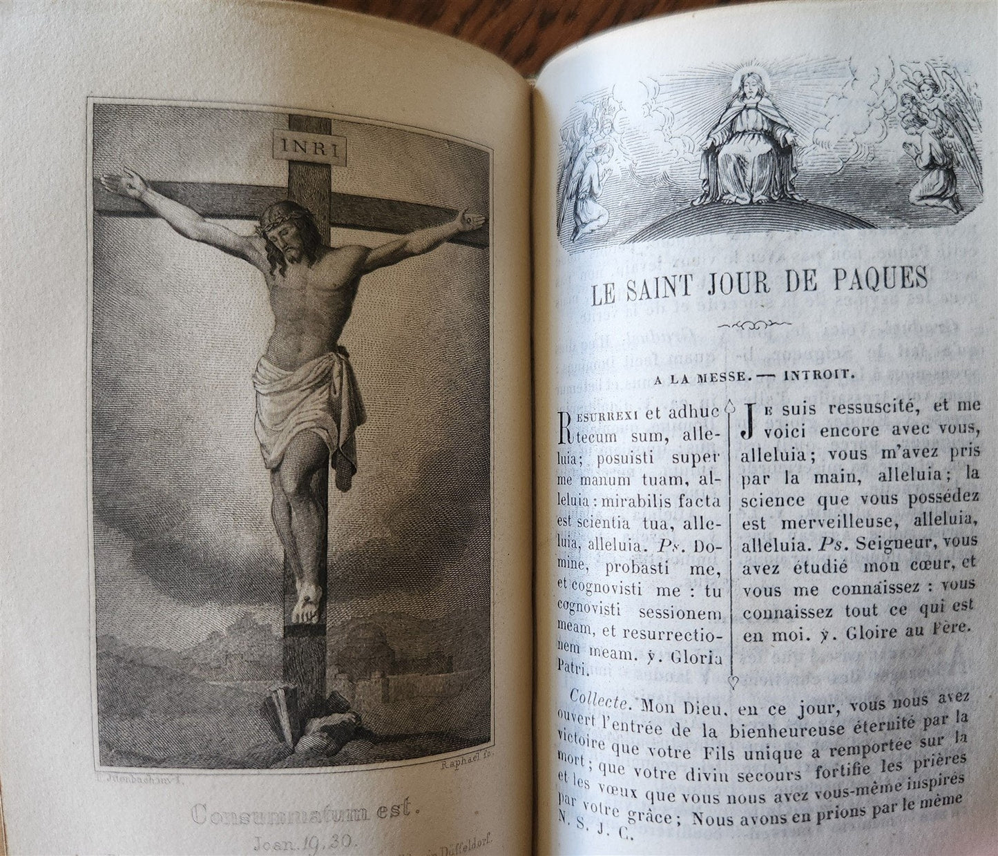 1840s PAROSSIEN ROMAIN antique FRENCH DEVOTIONAL BOOK w/ BOX