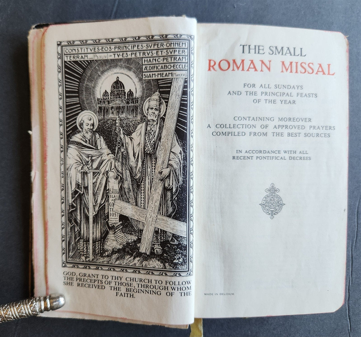 1959 ROMAN MISSAL antique w/ MOTHER-OF-PEARL BINDING