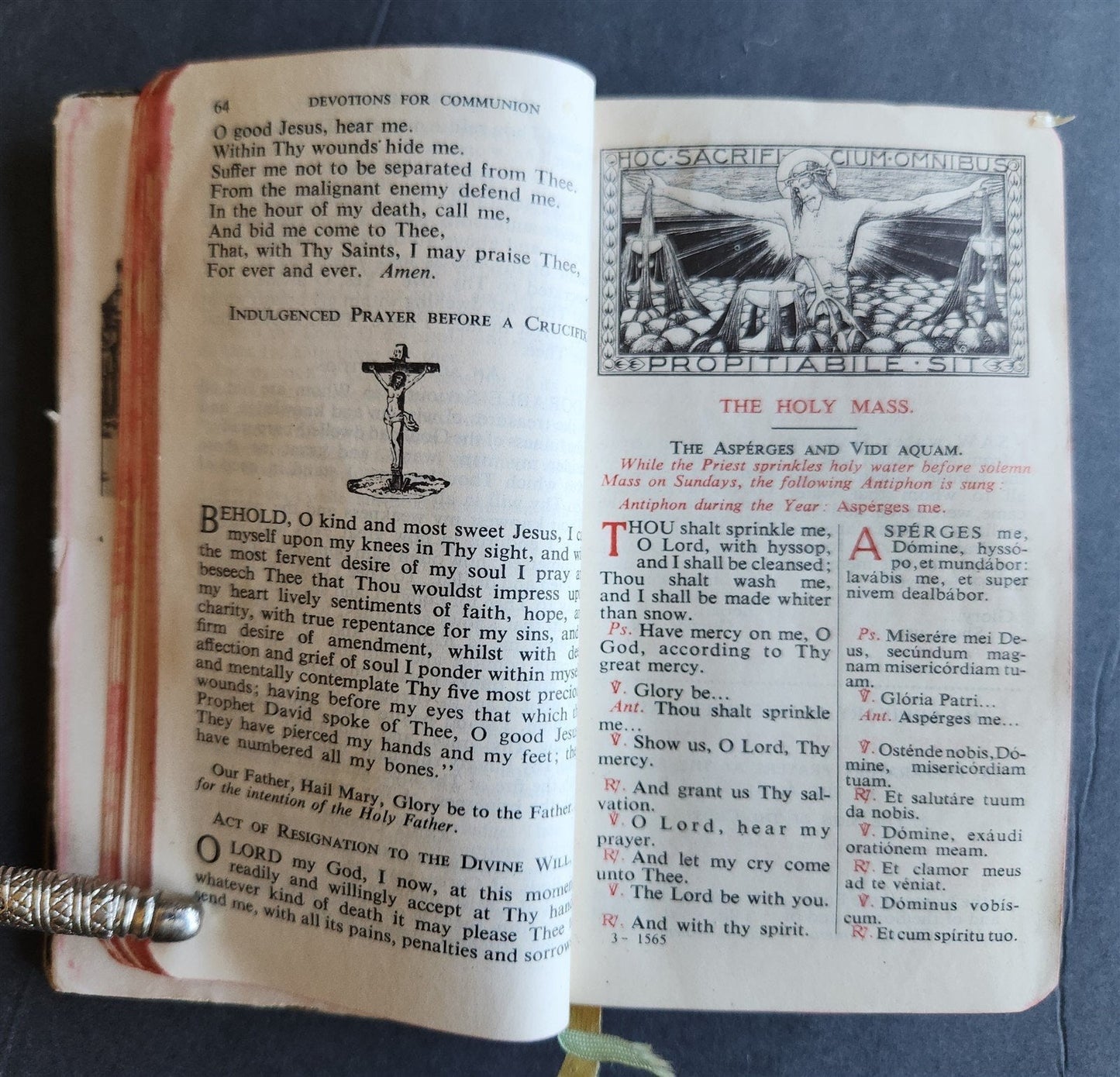 1959 ROMAN MISSAL antique w/ MOTHER-OF-PEARL BINDING
