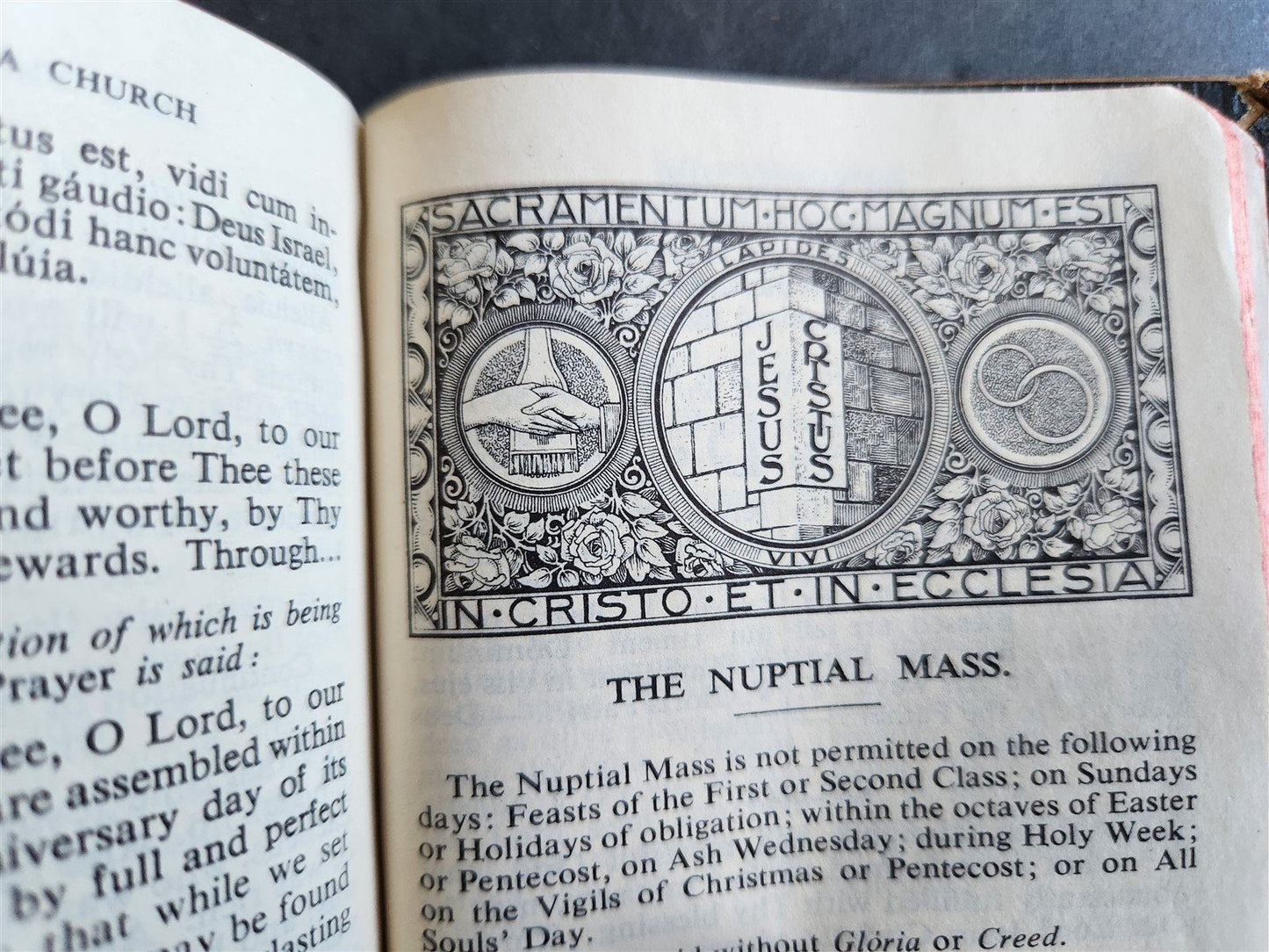 1959 ROMAN MISSAL antique w/ MOTHER-OF-PEARL BINDING