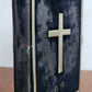 1853 GERMAN HYMNAL antique VELVET BINDING w/ APPLIED CROSS & BRASS EDGES