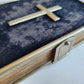 1853 GERMAN HYMNAL antique VELVET BINDING w/ APPLIED CROSS & BRASS EDGES