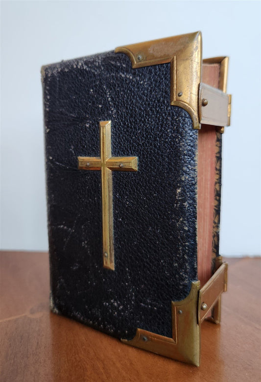 1830s COMMON PRAYER BOOK w/ PSALTER in ENGLISH antique BRASS DECORATED BINDING