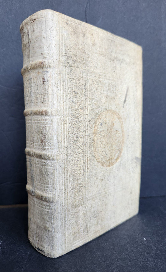 1740 BLAISE PASCAL LETTERS in GERMAN antique PIGSKIN BOUND w/ WITCHCRAFT THEME