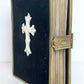 1891 SWEDISH HYMNAL antique VELVET BINDING w/ BONE CROSS & BRASS EDGES