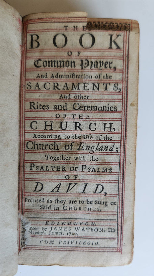 1720 COMMON PRAYER BOOK in ENGLISH antique Edinburgh SCOTLAND