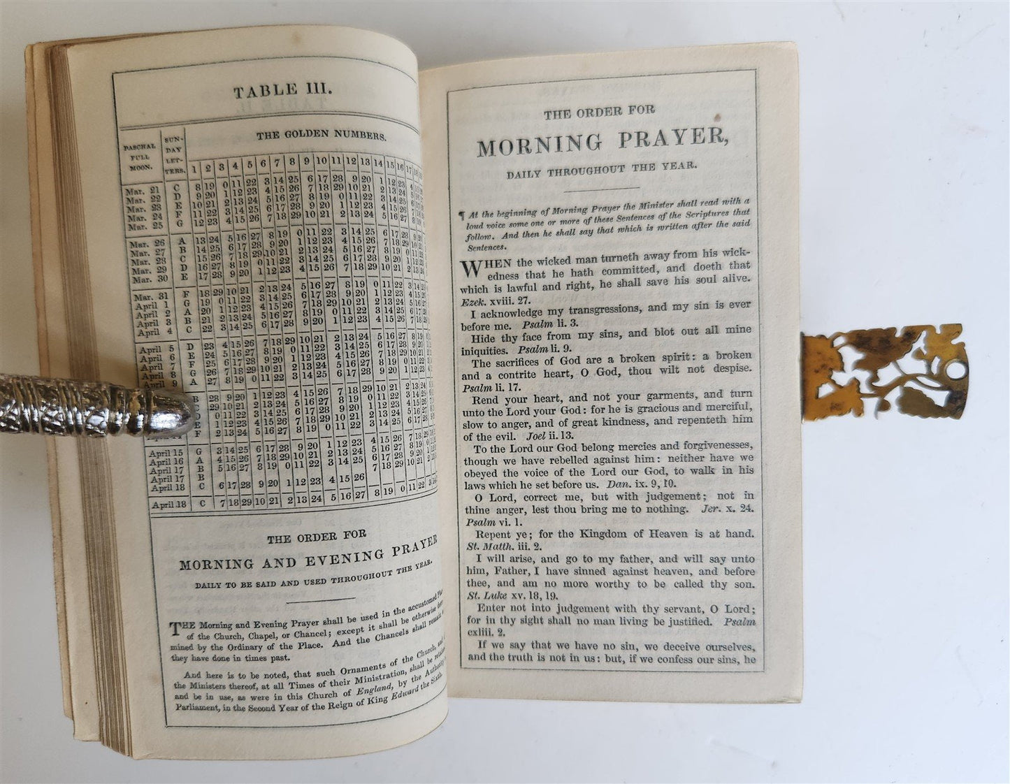 1860s THE BOOK OF COMMON PRAYER in ENGLISH antique BRASS & VELVET BINDING