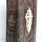 1870s PRAYER BOOK in GERMAN antique APPLIED BONE CROSS BINDING DIE HIMMELSPFORTE