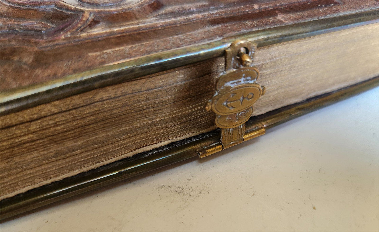 1870s PRAYER in GERMAN antique BINDING w/ APPLIED BONE CROSS