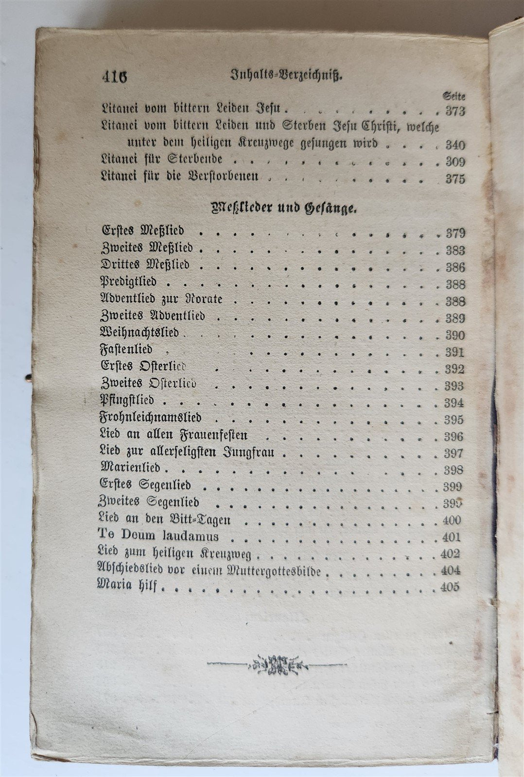 1870s PRAYER in GERMAN antique BINDING w/ APPLIED BONE CROSS