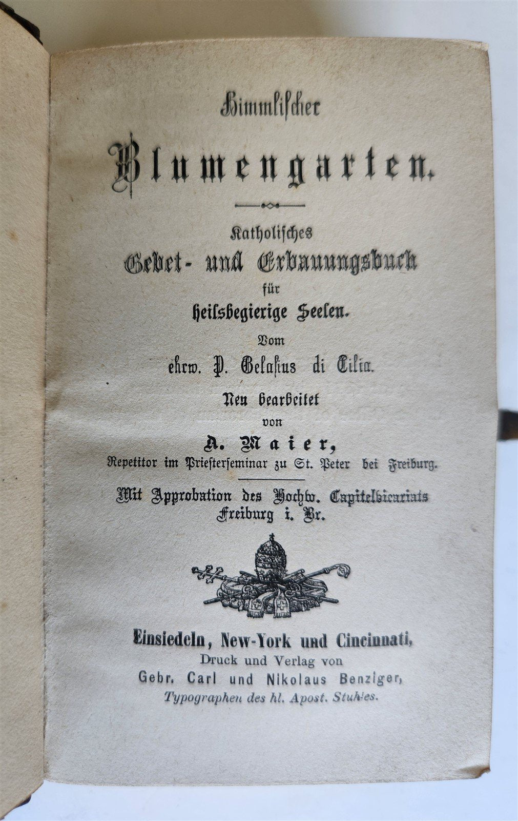1871 GERMAN CATHOLIC PRAYER & DEVOTIONAL BOOK antique