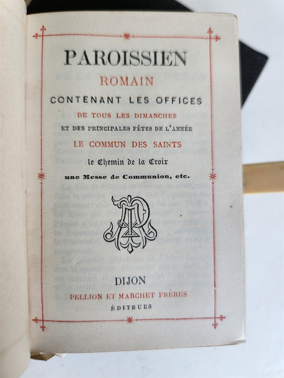 1880s PAROISSIEN ROMAIN antique BEAUTIFUL DECORATION BINDING APPLIED BONE DESIGN