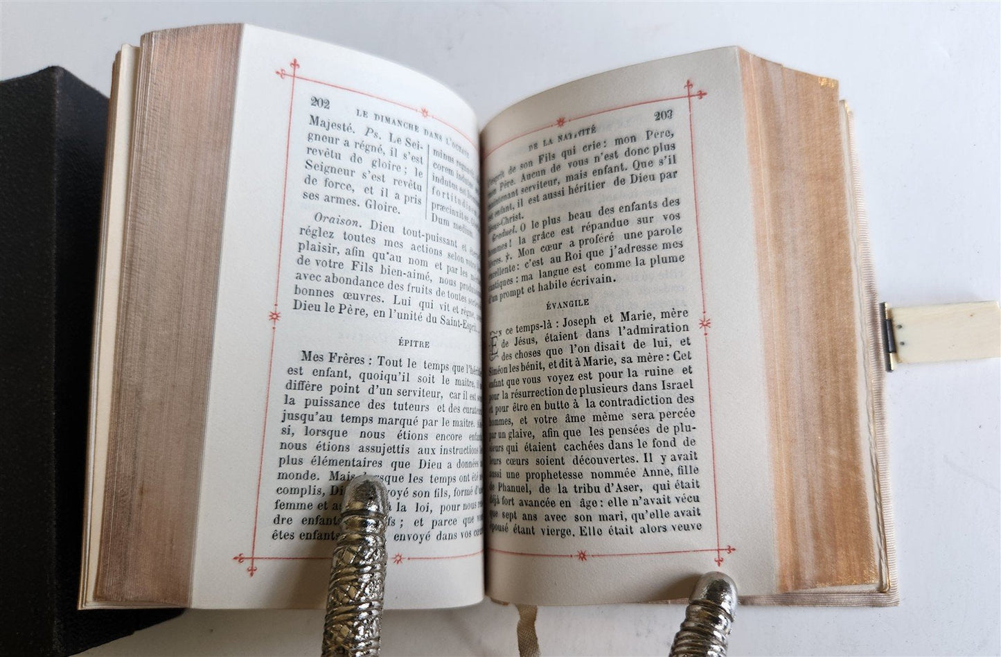 1880s PAROISSIEN ROMAIN antique BEAUTIFUL DECORATION BINDING APPLIED BONE DESIGN