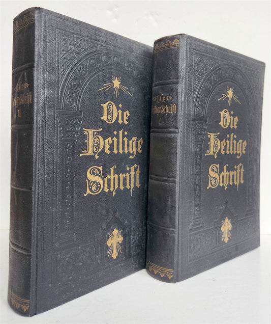 1927 BIBLE in GERMAN 2 VOLS GIFT from Duke of Braunschweig and Luneburg antique