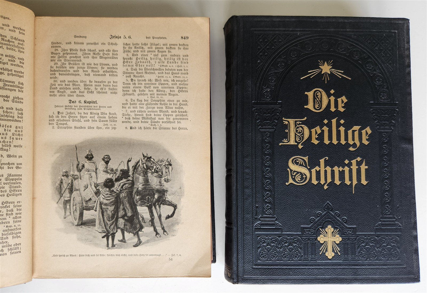 1927 BIBLE in GERMAN 2 VOLS GIFT from Duke of Braunschweig and Luneburg antique