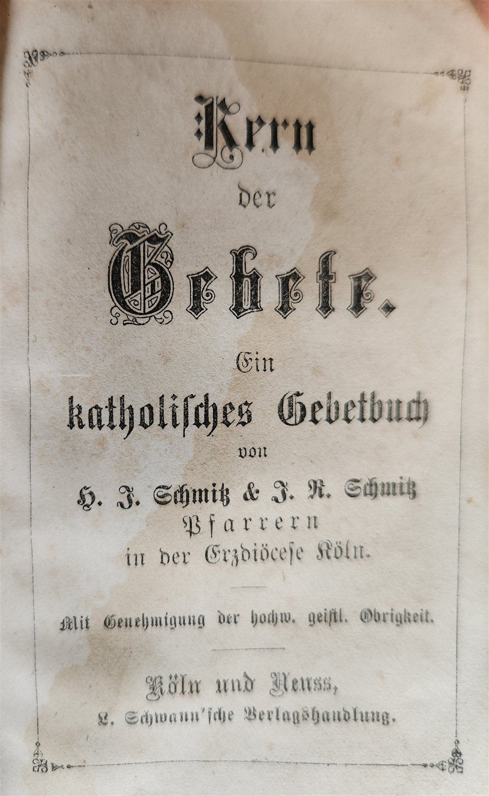 1840s PRAYER BOOK in GERMAN antique VELVET BINDING w/ METAL DECORATIONS