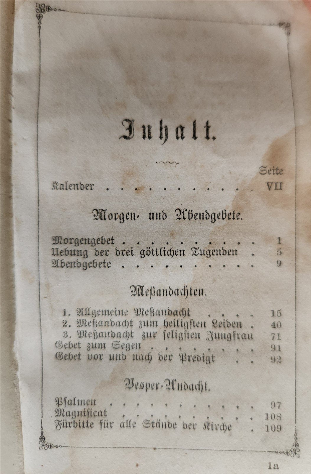 1840s PRAYER BOOK in GERMAN antique VELVET BINDING w/ METAL DECORATIONS