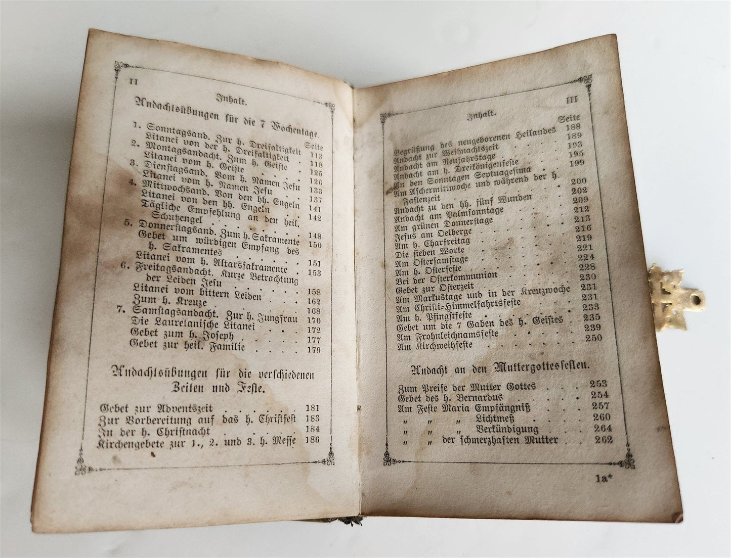 1840s PRAYER BOOK in GERMAN antique VELVET BINDING w/ METAL DECORATIONS