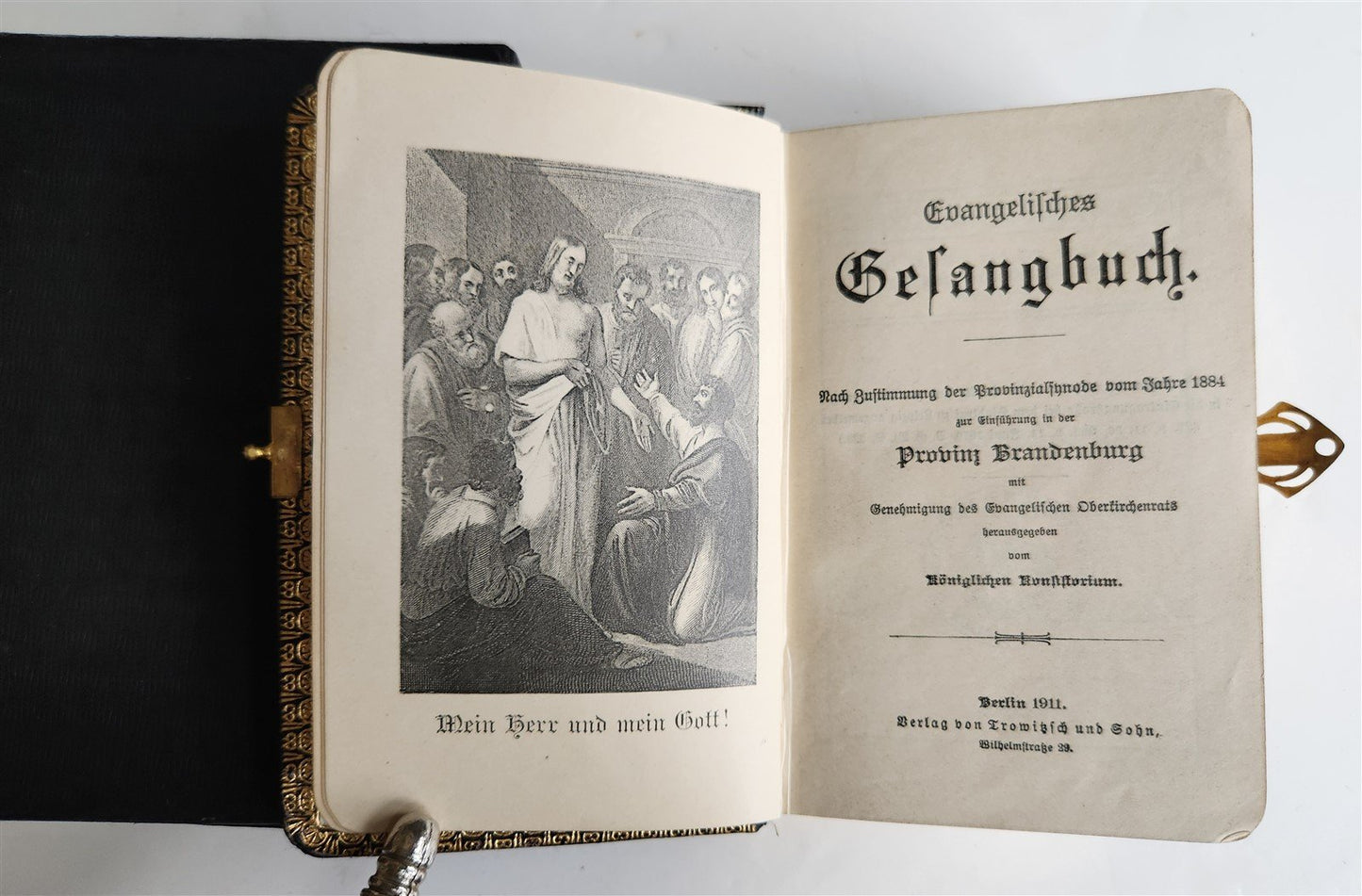 1911 HYMNAL in GERMAN antique DECORATIVE BINDING