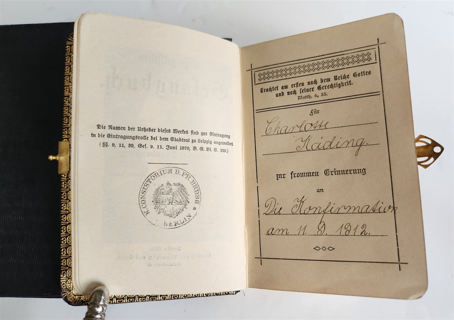 1911 HYMNAL in GERMAN antique DECORATIVE BINDING