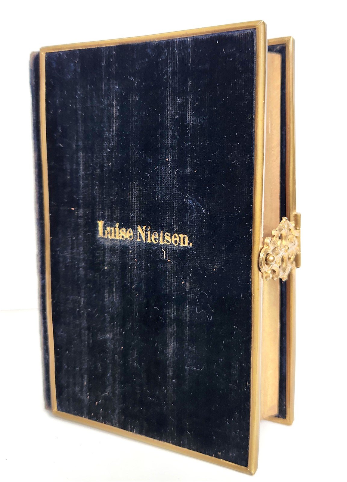 1871 PSALM BOOK in DANISH antique DECORATIVE VELVET BINDING w/ BRASS EDGES