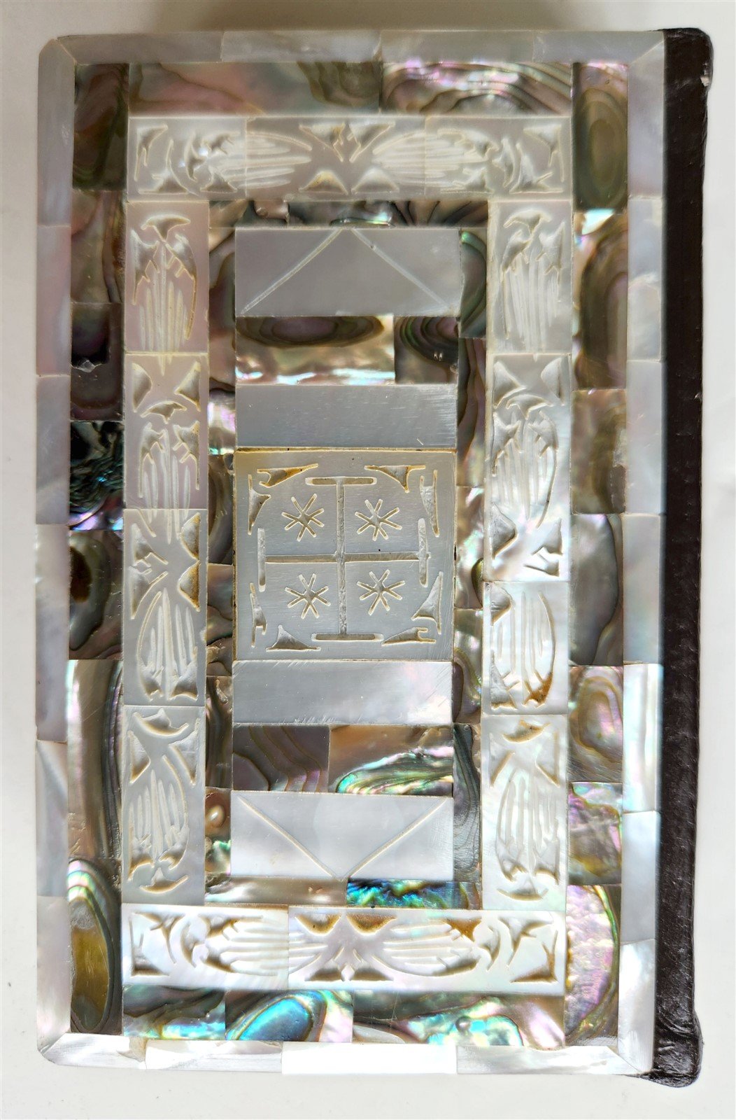 1950s BIBLE in ENGLISH w/ HOLY LAND PHOTOS & MOTHER-OF-PEARL BINDING vintage