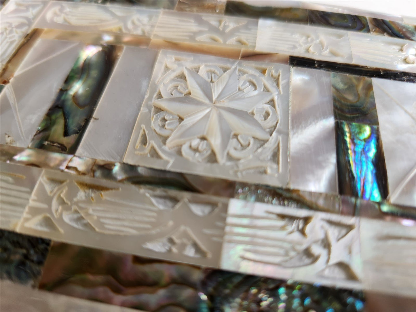 1950s BIBLE in ENGLISH w/ HOLY LAND PHOTOS & MOTHER-OF-PEARL BINDING vintage