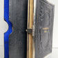 1880s HYMNAL in GERMAN antique DECORATIVE LEATHER BINDING w/ METAL EDGES