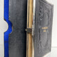 1880s HYMNAL in GERMAN antique DECORATIVE LEATHER BINDING w/ METAL EDGES