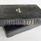 1880s HYMNAL in GERMAN antique DECORATIVE LEATHER BINDING w/ METAL EDGES