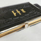 1880s HYMNAL in GERMAN antique DECORATIVE LEATHER BINDING w/ METAL EDGES