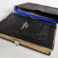 1880s HYMNAL in GERMAN antique DECORATIVE LEATHER BINDING w/ METAL EDGES