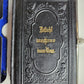 1880s HYMNAL in GERMAN antique DECORATIVE LEATHER BINDING w/ METAL EDGES