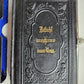 1880s HYMNAL in GERMAN antique DECORATIVE LEATHER BINDING w/ METAL EDGES