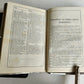 1880s HYMNAL in GERMAN antique DECORATIVE LEATHER BINDING w/ METAL EDGES