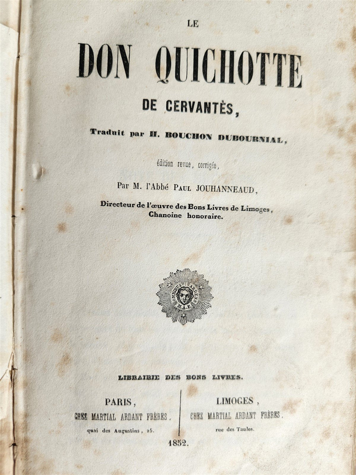 1852 LE DON QUICHOTTE de Cervantes by Paul Jouhanneaud antique ILLUSTRATED