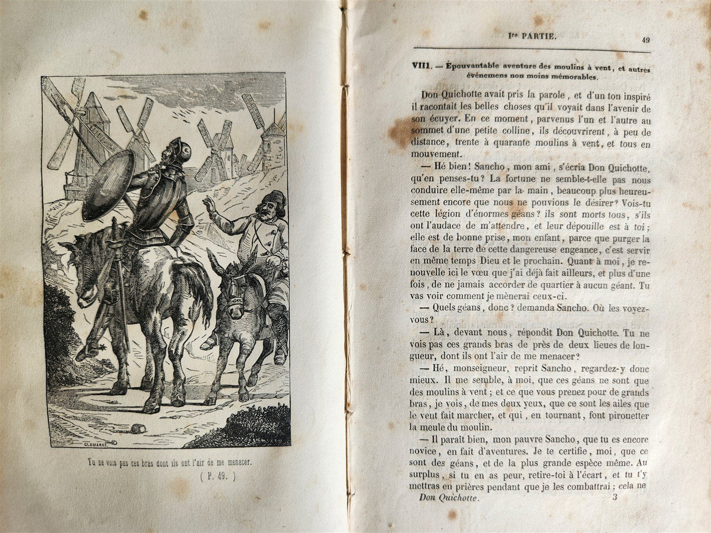 1852 LE DON QUICHOTTE de Cervantes by Paul Jouhanneaud antique ILLUSTRATED