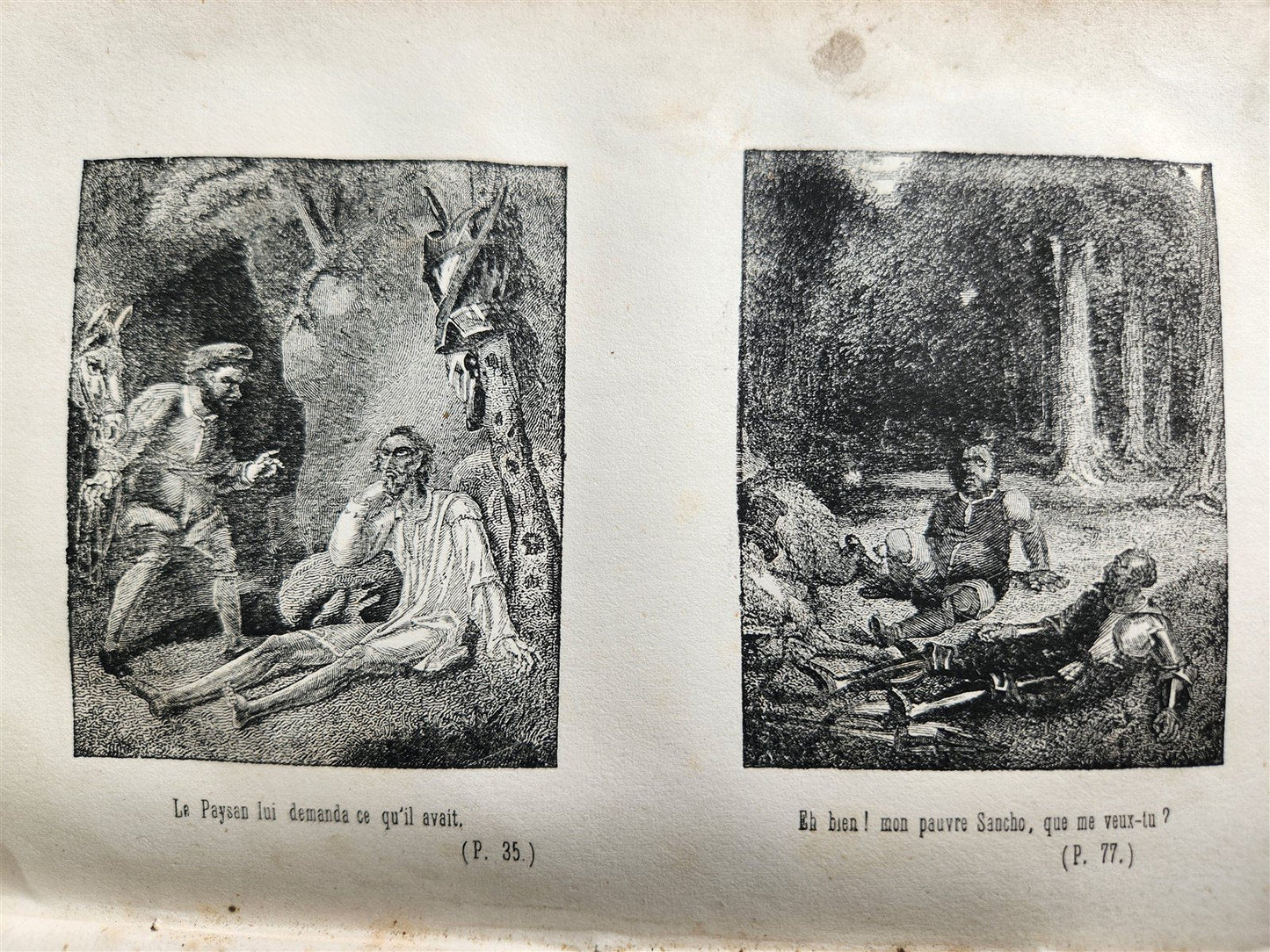 1852 LE DON QUICHOTTE de Cervantes by Paul Jouhanneaud antique ILLUSTRATED