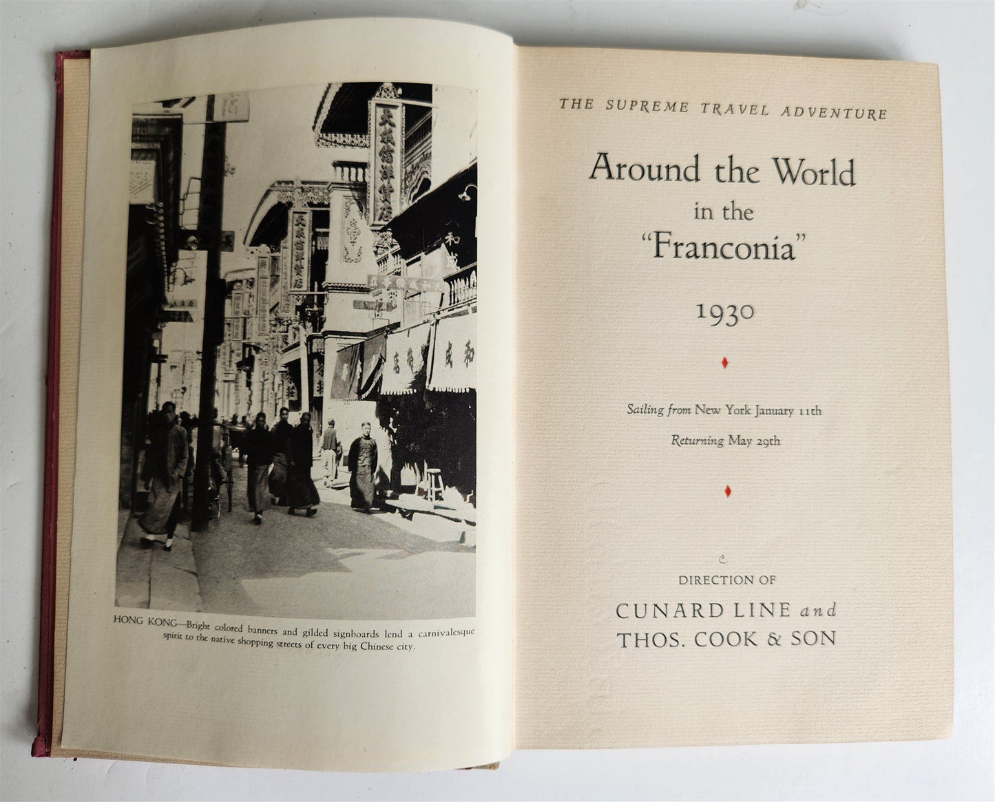 1929 AROUND THE WORLD in FRANCONIA antique Cunard Line promotion