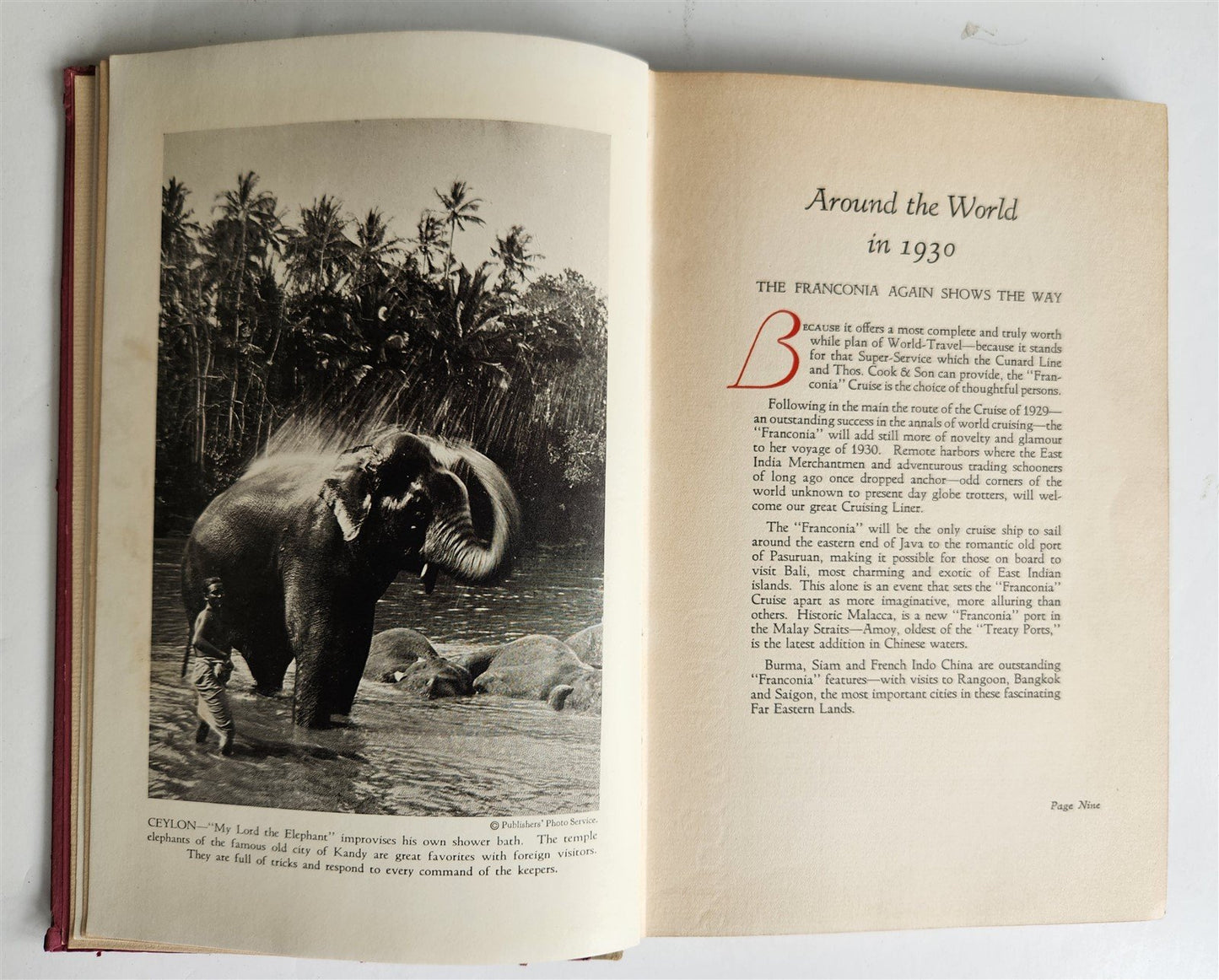 1929 AROUND THE WORLD in FRANCONIA antique Cunard Line promotion