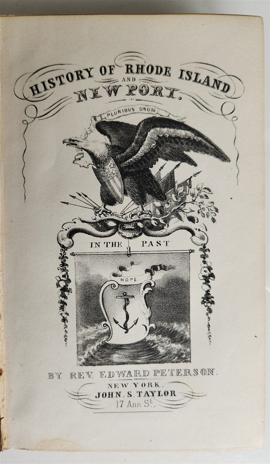 1853 HISTORY of RHODE ISLAND by Rev. Edward Peterson antique AMERICANA